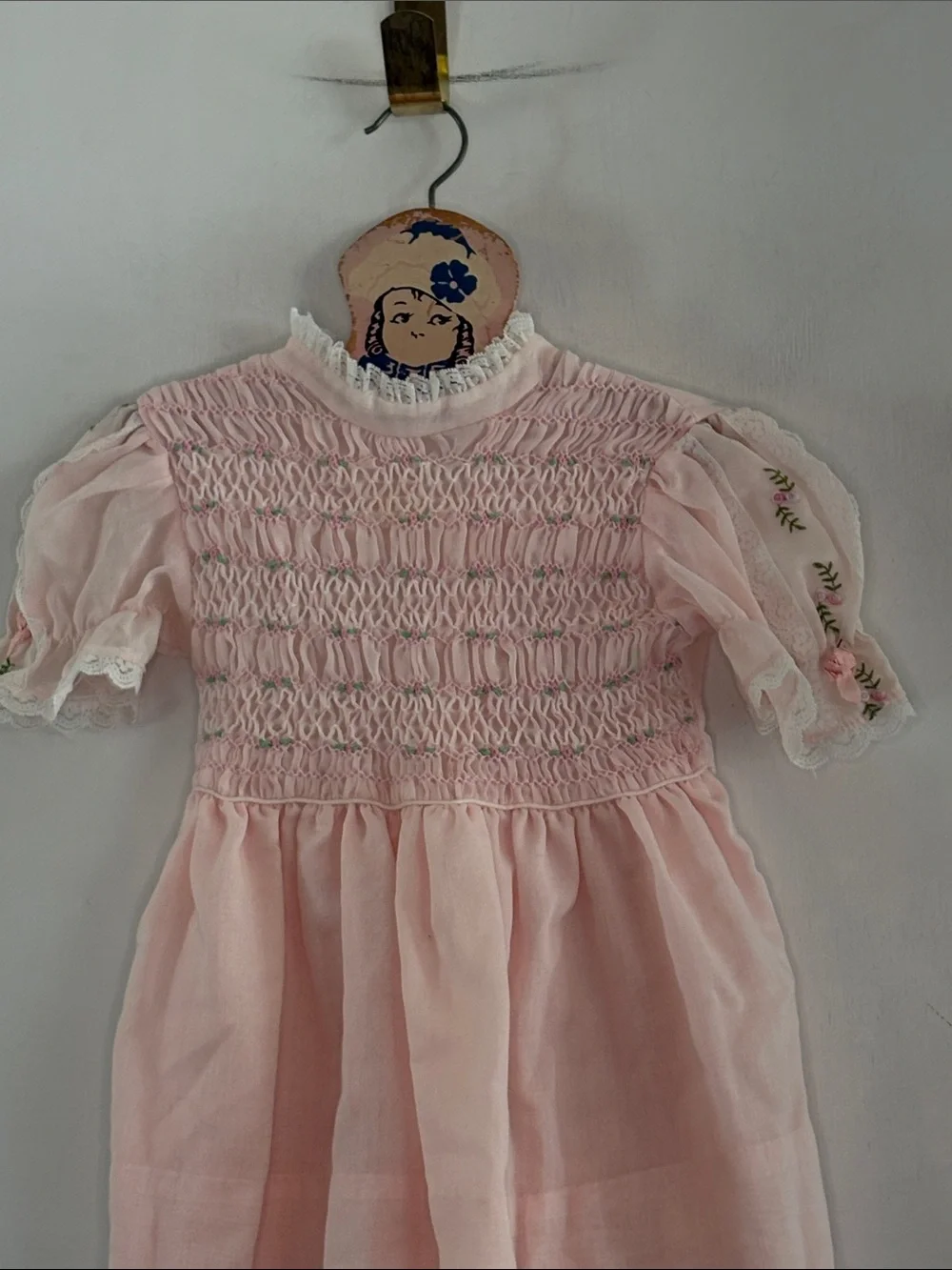 Polly Flinders Vintage pink hand-smocked embroidered dress Size 5